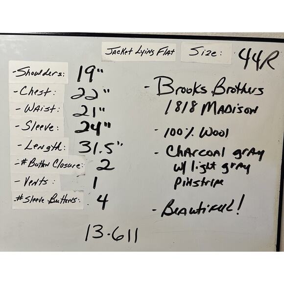 Brooks Brothers 1818 Madison 44R Dark Gray Pinstripe Blazer Sport Suit Jacket - Picture 10 of 16